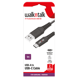 Samsung and Android Phone Charging Cable USB-C to USB-A Black